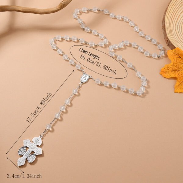 Wholesale 8mm matte glass beads cross rosary necklace
