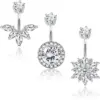 Wholesale Fashion Crown Stainless Steel Zircon Belly Ring 1 Piece 1 Set