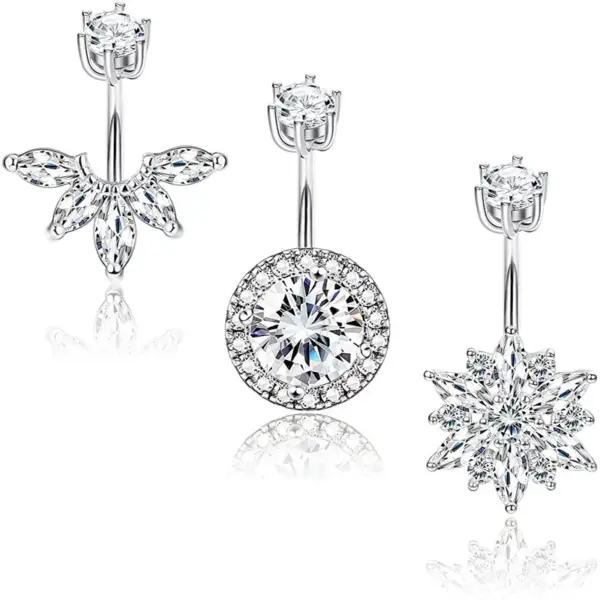 Wholesale Fashion Crown Stainless Steel Zircon Belly Ring 1 Piece 1 Set