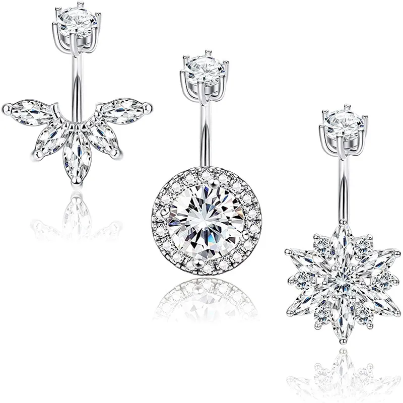 Wholesale Fashion Crown Stainless Steel Zircon Belly Ring 1 Piece 1 Set