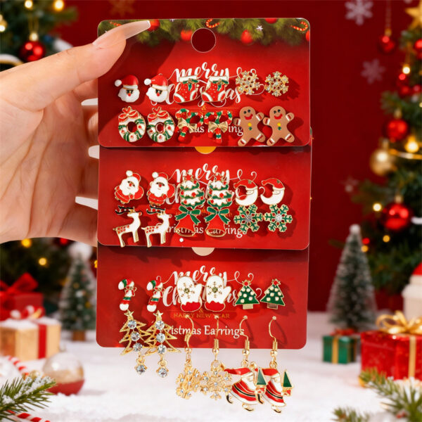 Wholesale Christmas earrings with colorful light bulbs and bells