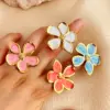 PVD Coated Real Gold Plated 18K Gold Flower 304 Stainless Steel Casual Retro Simple Style Waterproof Non Tarnish Open Rings