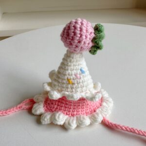 Pink strawberry hat / Suitable for dolls 15~20cm tall