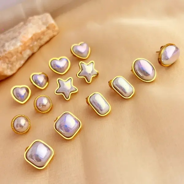 Wholesale PVD Coated Real Gold Plated 18K Gold Water Droplets Flower Shell 304 Stainless Steel IG Style Simple Style Waterproof Non Tarnish Ear Studs