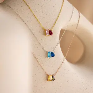 Wholesale Copper Square Oval Horse Eye Vacuum Plating Zircon 16K Gold Plated Casual Simple Style Commute Inlay Regular Chain Pendant Necklace Necklace Choker
