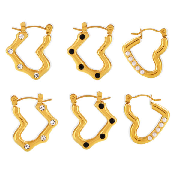 Wholesale Niche Ins Style Heart-shaped Imitation Pearl Earrings Stainless Steel 18k Gold Plated Light Luxury Ear Studs Simple Earrings in stock Women