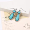 Wholesale European and American creative turquoise earrings exaggerated new ancient silver turquoise earrings factory direct supply