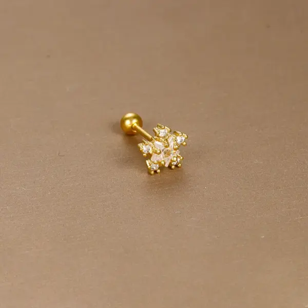 Wholesale 1 Piece Simple Style Heart Shape Crown Snake Plating Inlay Stainless Steel Zircon Cartilage Earrings