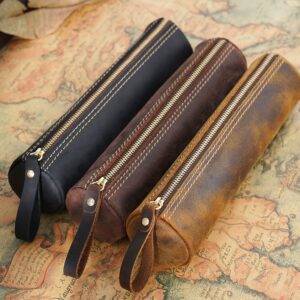 oly-cb60e5b4c183d3f957abd7e5e1e1e945 Wholesale Vintage first layer crazy horse leather storage pencil case