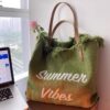 oly-cb631b3f112f7f52d7004432d3c3aa52 Wholesale Large Capacity Bag Canvas Bag Embroidered Letters Tote Bag Handbag Women's Bag Woven Beach Bag Shoulder Bag Bags