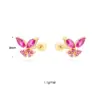 1 Pair Ins Style Round Butterfly Inlay Copper Zircon 24k Gold Plated Earrings