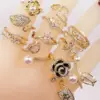 Wholesale Jewelry Lady Heart Shape Crown Flower Copper Zircon Inlay Open Rings