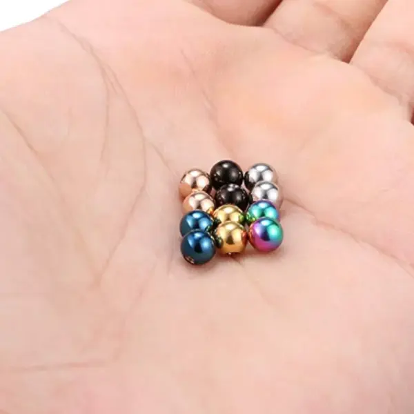 Stainless Steel Inner Thread Round Ball Titanium Steel With Hole Nut Round Steel Ball For Human Piercing Aessories 1.2/1.6mm