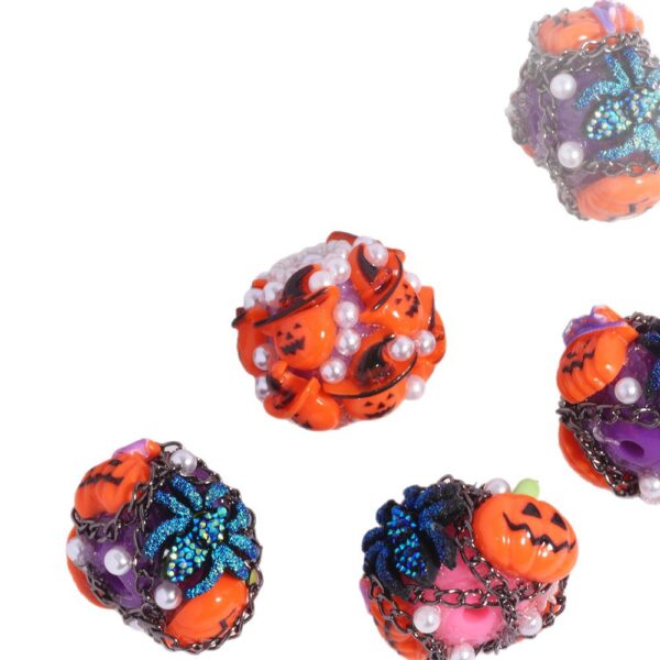 Wholesale Halloween Devil Pumpkin Beads Straight Hole Loose Beads DIY Mobile Phone Chain Key Chain Bag Chain Jewelry Accessories