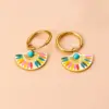 1 Pair Bohemian Sector Enamel 304 Stainless Steel Turquoise Stainless Steel Earrings
