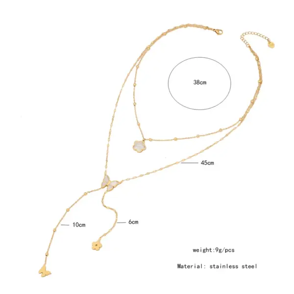 Wholesale Simple Style Flower Butterfly Stainless Steel Plating 18K Gold Plated Pendant Necklace