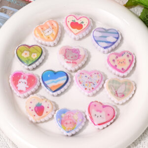 Wholesale Cartoon landscape double-sided printed heart vertical beaded