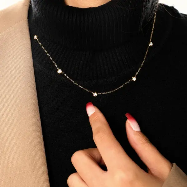 PVD Coated Heart Shape 304 Stainless Steel Simple Style Shiny Waterproof Non Tarnish 304 Stainless Steel Pendant Necklace