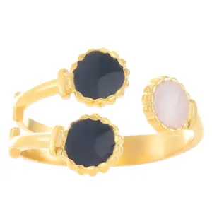 15 18K Real Gold Double Black Beads DZ-435-02