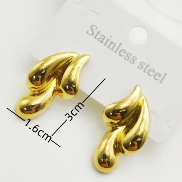 Wholesale 304 Stainless Steel Paisley Water Droplets Electroplating 18K Gold Plated Golden Plated Elegant Waterproof Non Tarnish Gold Ear Studs