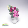 Wholesale 1:12 Dollhouse Accessories Dollhouse Mini Clay Flower Red Rose Pink Magnolia White Jar Flower Arrangement Model