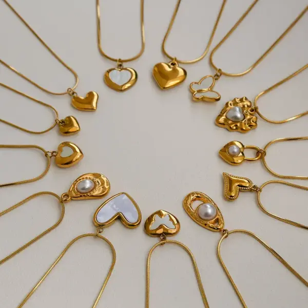 Ion Plating (IP) Electrocardiogram Heart Shape Butterfly 304 Stainless Steel Elegant Modern Style Waterproof Non Tarnish 304 Stainless Steel Lobster Trigger Clasp Closure Pendant Necklace