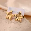 1 Pair/Package Casual Modern Style Flower Polishing Plating 201 Stainless Steel 18K Gold Plated Earrings