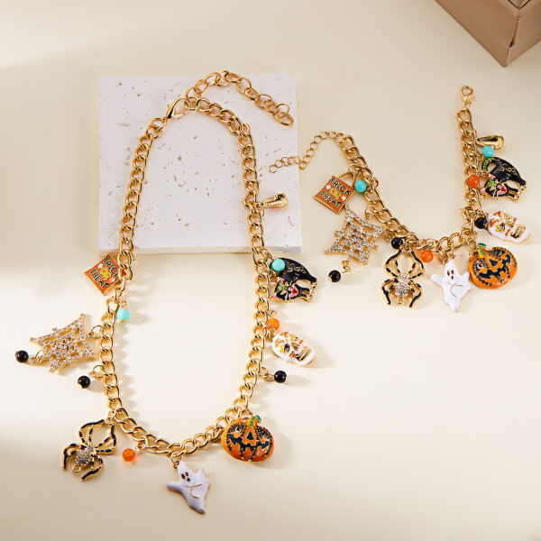 oly-cb8551475ba5fa3538a1c13ceec5bf61 Wholesale Halloween Series Pumpkin Ghost Spider Necklace