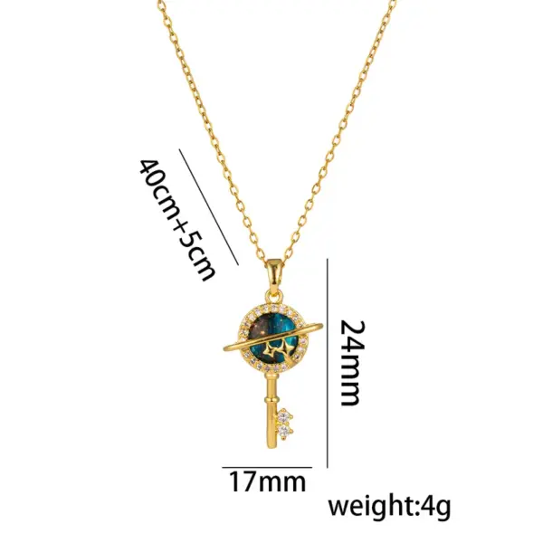 PVD Coated Real Gold Plated 18K Gold Star Moon Planet Stainless Steel Casual Simple Style Waterproof Non Tarnish Titanium Steel Pendant Necklace