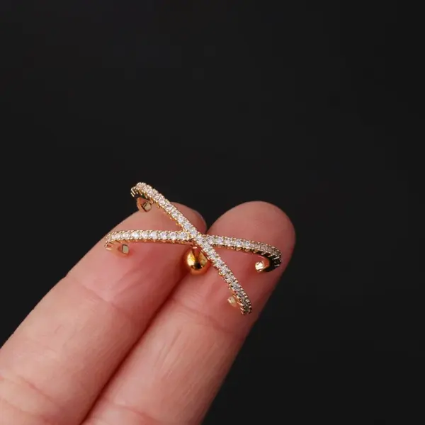 316L Stainless Steel Copper Zircon Ear Cartilage Rings & Studs Flower Waterproof Non Tarnish Surgical Steel Women'S