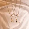 Wholesale PVD Coated 18K Gold Plated Geometric 304 Stainless Steel Vintage Style Simple Style Commute Waterproof Non Tarnish 304 Stainless Steel Pendant Necklace