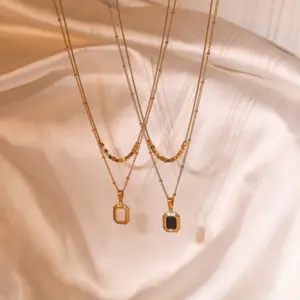 Wholesale PVD Coated 18K Gold Plated Geometric 304 Stainless Steel Vintage Style Simple Style Commute Waterproof Non Tarnish 304 Stainless Steel Pendant Necklace