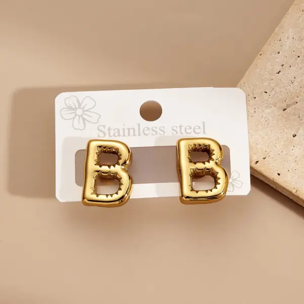 Wholesale Spiral Butterfly Knot Leaf Letter B Earrings Fashionable Stainless Steel 201 Gold Plated Women's Jewelry Accessories