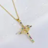 Wholesale Fashion Cross Copper Inlay Zircon Pendant Necklace 1 Piece