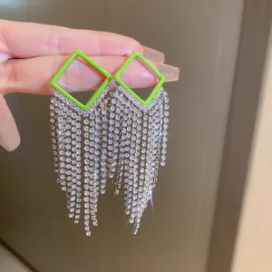 46# Silver Needle-Green Diamond Tassel