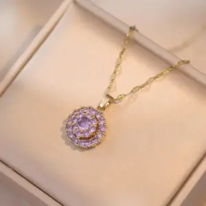 X0055 Gold Purple Necklace