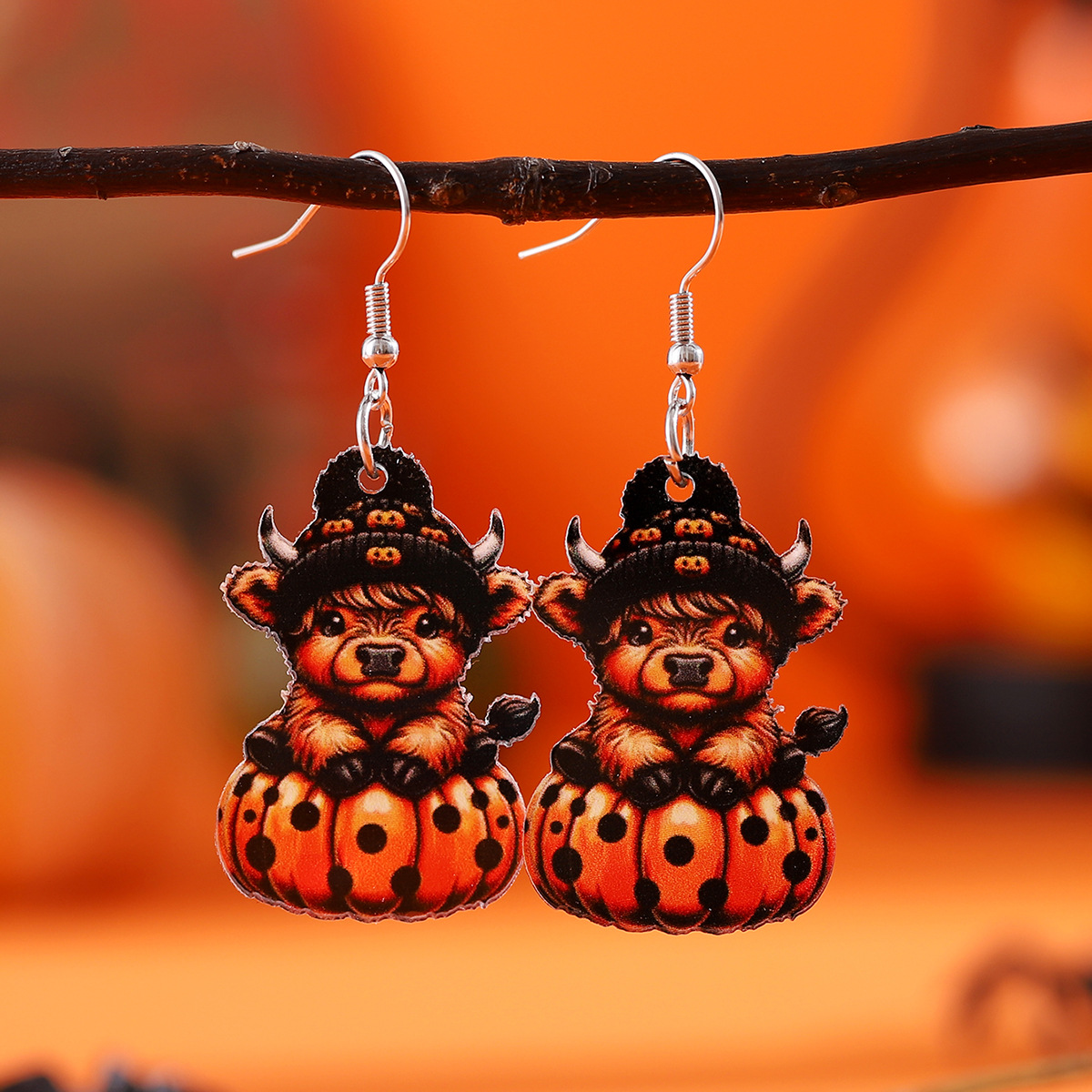 Wholesale Western-style Cute Cow Acrylic Earrings
