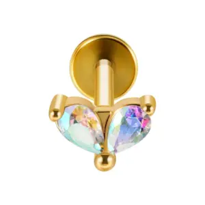 Gold/1.3*1.1cm-2 Opal AB Diamond Water Drops / 1.2x6mm
