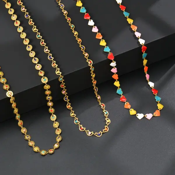 201 Stainless Steel Geometric PVD Coated Stone-Free 18K Real Gold Plated Fashion Waterproof Non Tarnish Plating Necklace