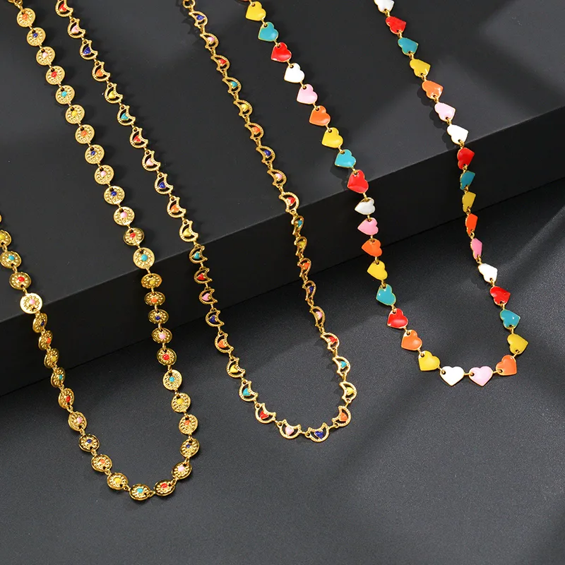 Wholesale 201 Stainless Steel Geometric PVD Coated Stone-Free 18K Real Gold Plated Fashion Waterproof Non Tarnish Plating Necklace