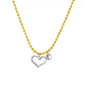 【86233】Golden Bead Necklace Love Heart