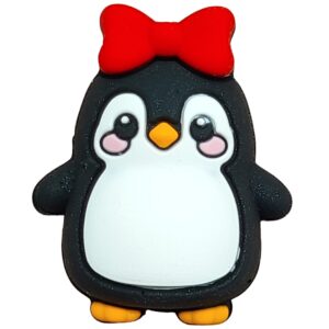 Bow-penguin-z [glitter powder] silicone beads (black + pearlescent powder)