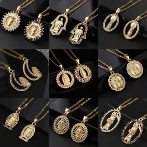 Wholesale Fashion Portrait Copper Inlay Zircon Pendant Necklace 1 Piece