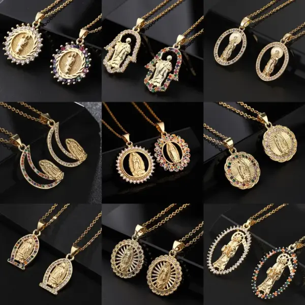 Wholesale Fashion Portrait Copper Inlay Zircon Pendant Necklace 1 Piece