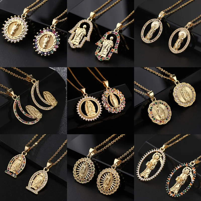 Wholesale Fashion Portrait Copper Inlay Zircon Pendant Necklace 1 Piece