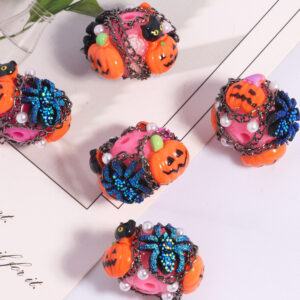 Wholesale Halloween Devil Pumpkin Beads Straight Hole Loose Beads DIY Mobile Phone Chain Key Chain Bag Chain Jewelry Accessories