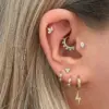 Wholesale Fashion Geometric Copper Plating Zircon Ear Studs 1 Piece