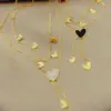 Wholesale Sweet Simple Style Heart Shape Titanium Steel Plating Inlay Shell 18k Gold Plated Layered Necklaces