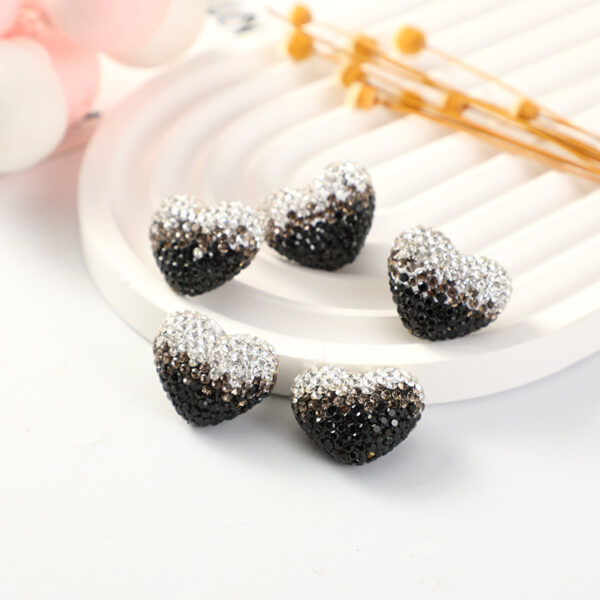 Wholesale Full Diamond Heart Peach Heart Gradient Color Heart Two-Color Heart 18*24 Peach Heart Trendyy Accessories Jewelry Pendant