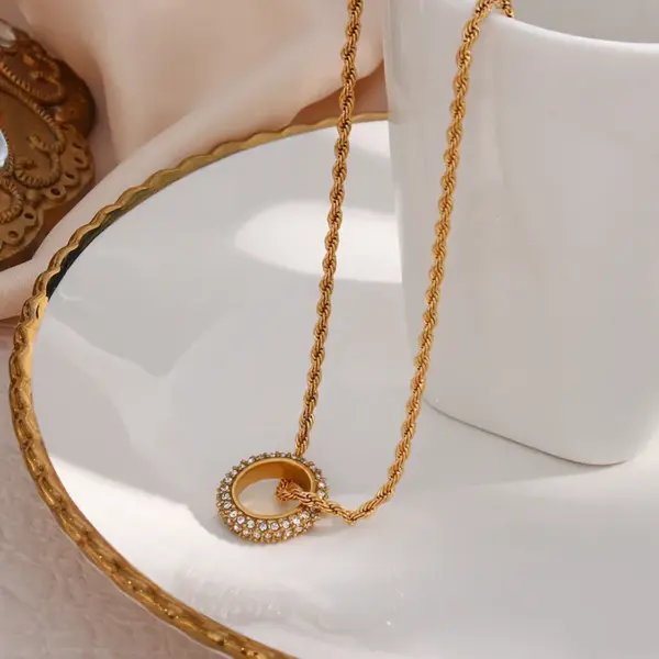 Wholesale PVD Coated Real Gold Plated 18K Gold Round 304 Stainless Steel Basic Waterproof Non Tarnish 304 Stainless Steel Necklace